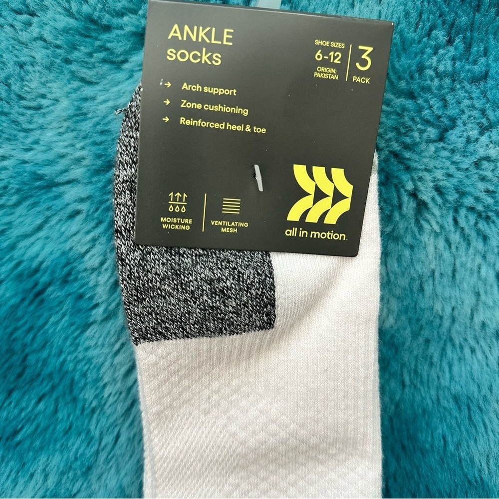All in Motion Men's Active Ankle Socks 3pk Size 6-12 - Picture 4 of 12